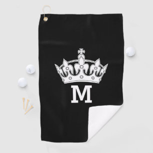 White Crown Monogram Personalized Golf Towel