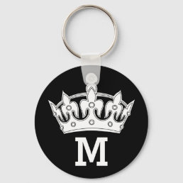 White Crown Monogram Personalized Keychain