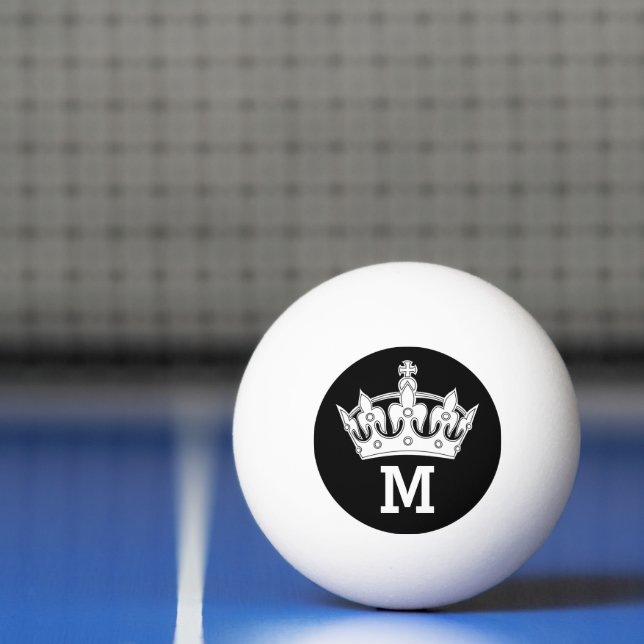 White Crown Monogram Personalized Ping-Pong Ball (Net)