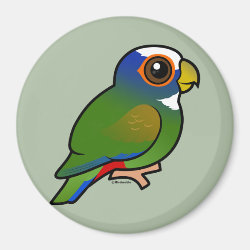 Birdorable White-crowned Parrot Round Magnet
