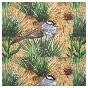 White Crowned Sparrow Fabric