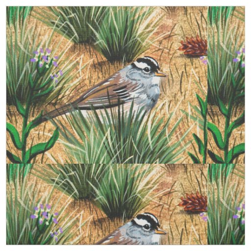 White Crowned Sparrow Fabric