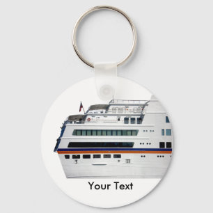 White Cruise Ship Covered Decks Keyring