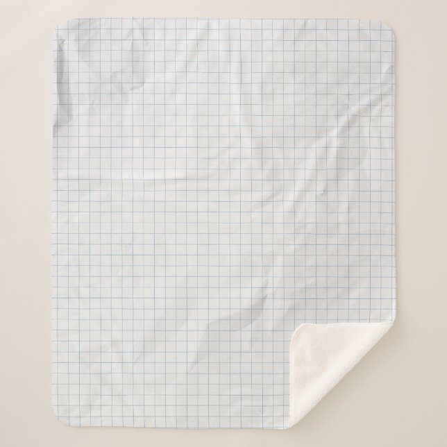 White Crumpled Paper Blue Lines Sherpa Blanket (Front)