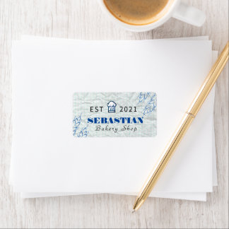White Crumpled Texture Chef Name Bakery Shop logo Label