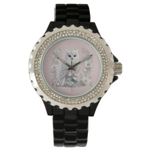 White Crystal Pearl Owl Watch