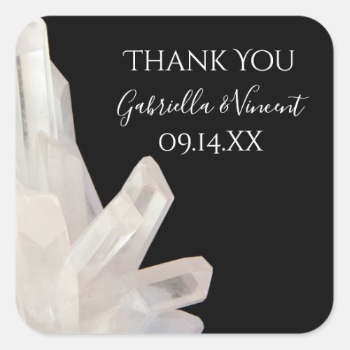 White Crystals Black Wedding Thank You Favor Tag