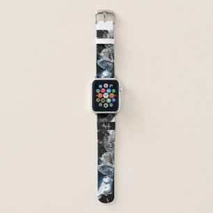 White Crystals in Black outer space Monogram Apple Watch Band