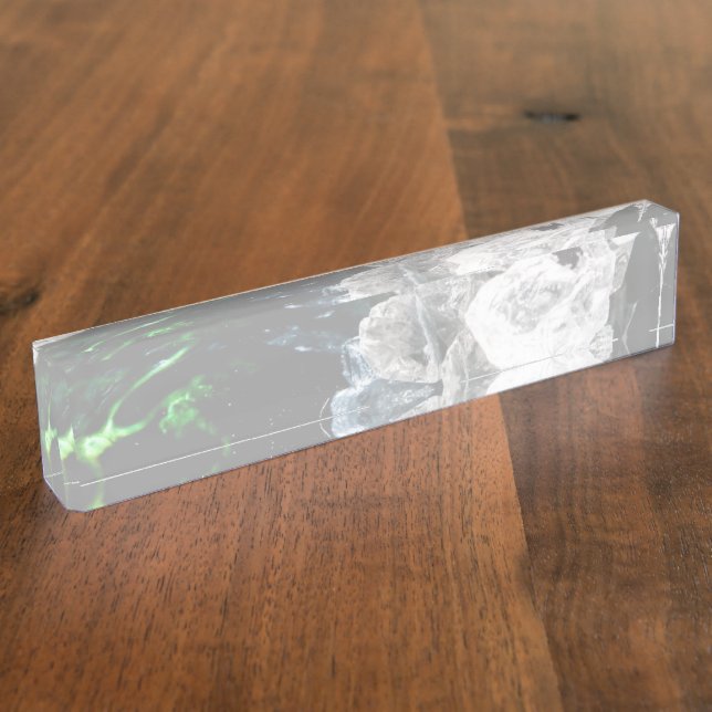 White Crystals in Black outer space Name Plate (Side)