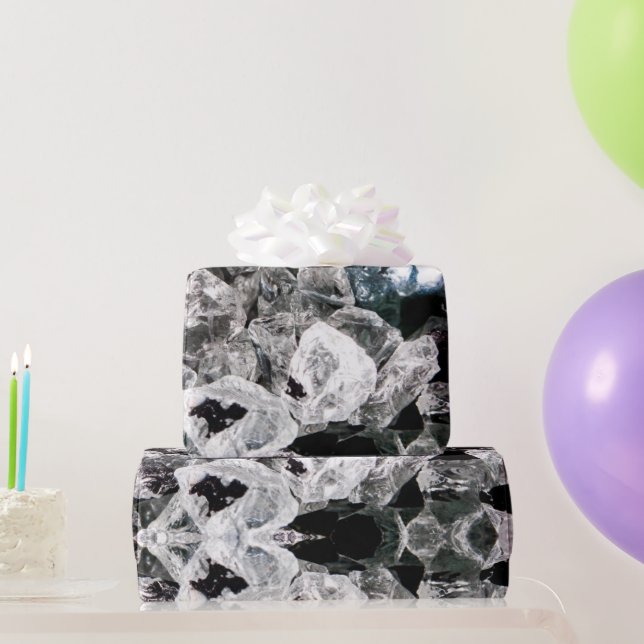 White Crystals in Black outer space Wrapping Paper (Party Gifts)