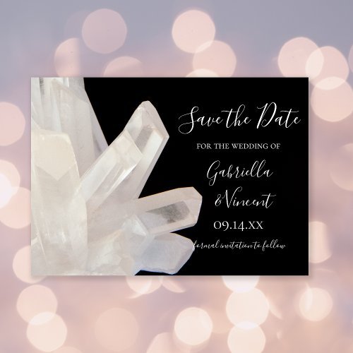 White Crystals on Black Wedding Save the Date