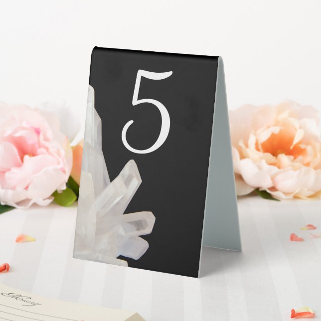 White Crystals on Black Wedding Table Numbers Table Tent (In SItu (Wedding))