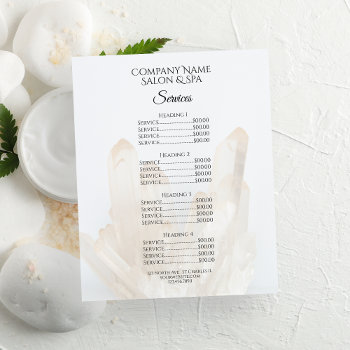 White Crystals Spa Salon Services Menu Flyer by loraseverson at Zazzle