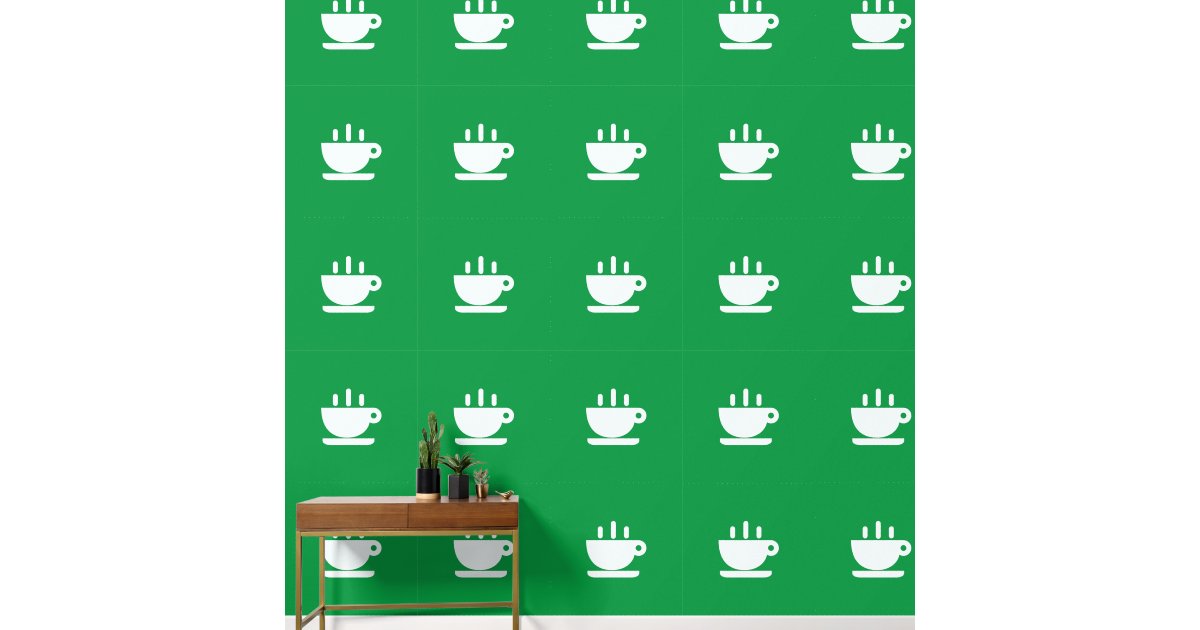 White Cup Of Java Green Kitchen Wallpaper | Zazzle