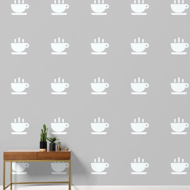  White Cup Of Java Lt Gray Kitchen  Wallpaper (Hallway)