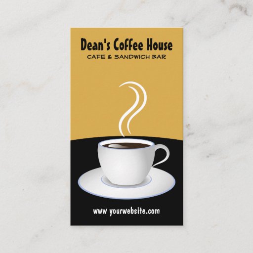 Customizable Coffee Shop Black and Beige Cafe Business Cards