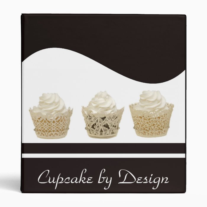 White Cupcake Black Background Presentation Binder