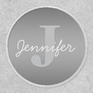 White Cursive & Grey Monogram Editable Colors Patch