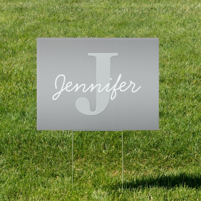 White Cursive & Grey Monogram | Editable Colors Sign (Insitu)