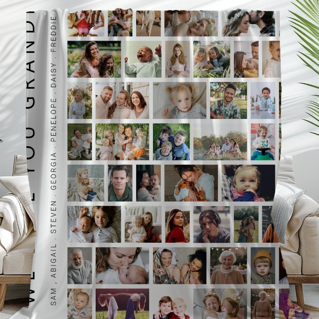 White Custom 54 Photo Collage Fleece Blanket (Creator Uploaded)