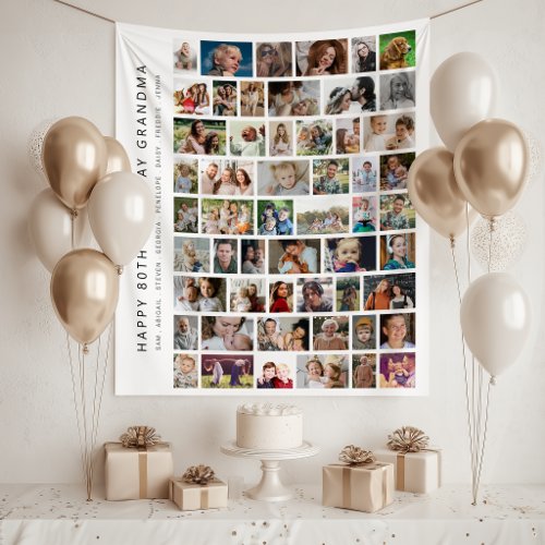 White Custom 54 Photo Collage Party Tapestry