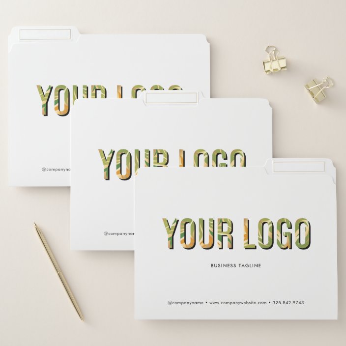 White Custom Business File Folders with Logo