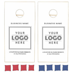 White Custom Business Logo Branded Cornhole Set