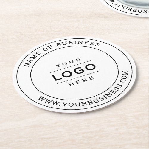 White Custom Business Logo Branded Round Paper Coaster