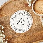 White Custom Business Logo Branded Round Paper Coaster<br><div class="desc">A professional custom branded coaster for your business features your logo design framed by the name of the company with website. Other wording such as a slogan or location could also be included. Makes a memorable and useful promotional giveaway item! There is an option to adjust the curve of the...</div>