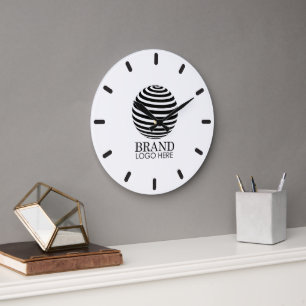 White Custom Business Logo Company Corporate Large Clock