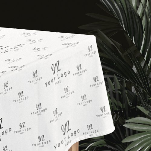 White Custom Business Logo pattern Branded Cotton Tablecloth