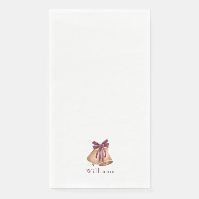 White Custom Christmas Bells Holiday Paper Guest Towels (Front)