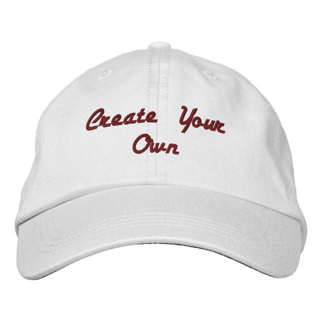 White Custom Create Your Own text or Name Embroidered Baseball Cap (Front)