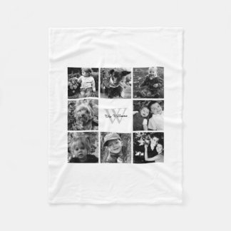 White Custom Family Photo Collage Fleece Blanket