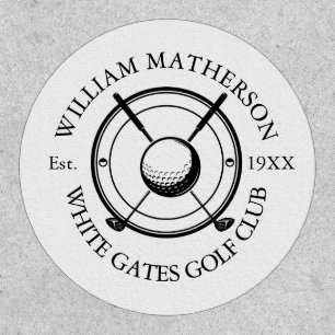 White Custom Golfer Club Golf Bag Patch