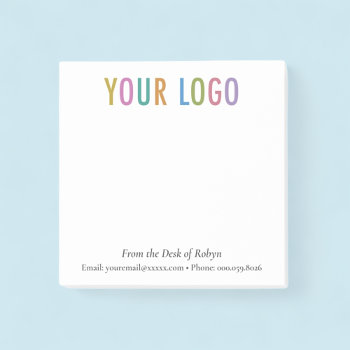 White Custom Logo Branded From The Desk Of Post-it Notes by MISOOK at Zazzle