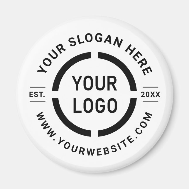 White custom logo branded promotional magnet (Front)