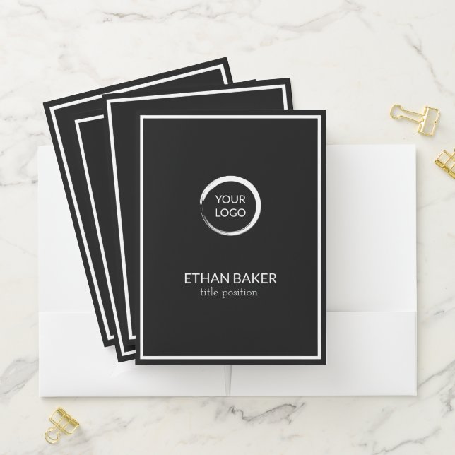 White Custom Logo Pocket Folder (In Situ)