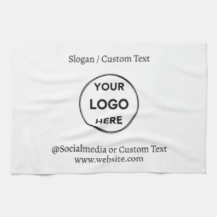 White Custom Logo Text Modern Minimalist Business Kitchen Towel