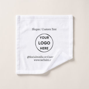 White Custom Logo Text Modern Minimalist Business Wash Cloth