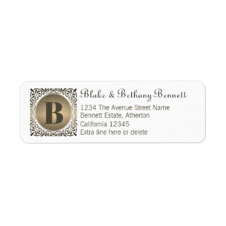 White Custom Monogram Return Address Label