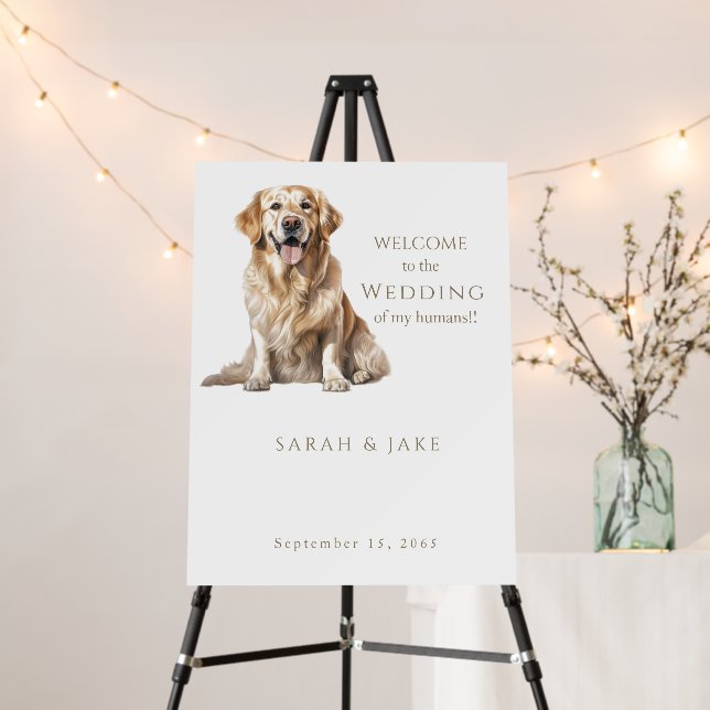 White Custom Pet Wedding Welcome Sign (In Situ (Stand))
