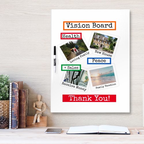 White Custom Photo Collage Vision Board Dry Erase