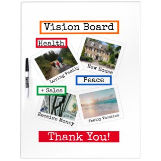 White Custom Photo Collage Vision Board Dry Erase