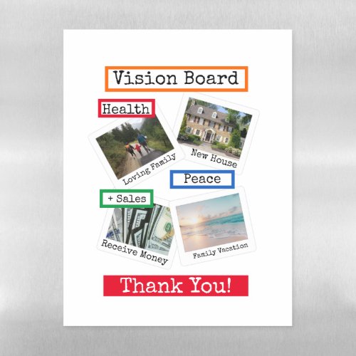 White Custom Photo Vision Board Dry Erase Magnet