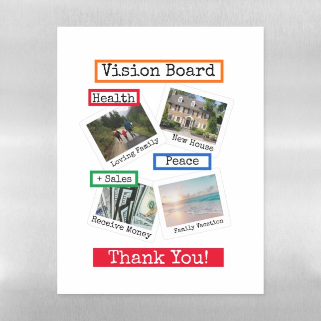 White Custom Photo Vision Board Dry Erase Magnet (Vertical)