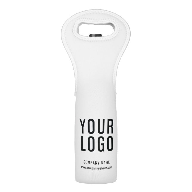 White Custom Promotional Logo Wine Bottle Tote Bag (Front)