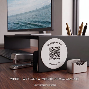 White Custom QR Code & Website Promo Magnet