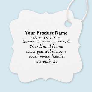 White Custom Retail Brand Tags with String Bracket