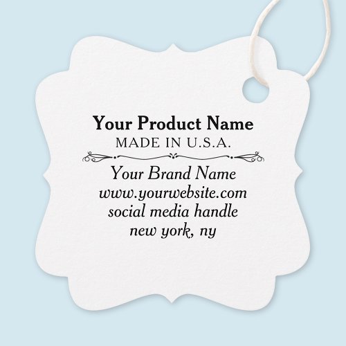 White Custom Retail Brand Tags with String Bracket